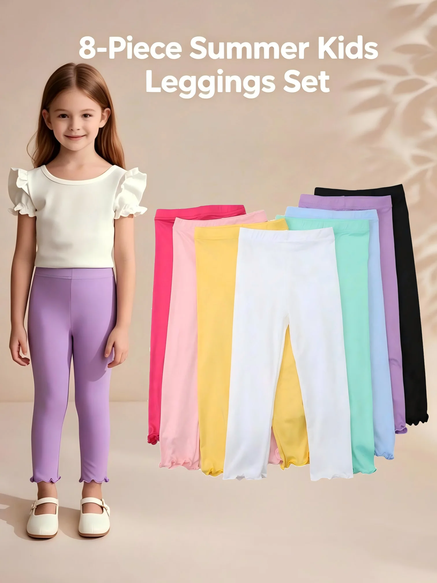 8Pcs Girl 2-11Y Solid Color Kids Leggings Elastic Waist Ruffle Trim Pants Soft Polyester Spandex for Play, School & Casual Wear
8Pcs Girl 2-11Y Solid Color Kids Leggings Elastic Waist Ruffle Trim Pants Soft Polyester Spandex for Play, School & Casual Wear
