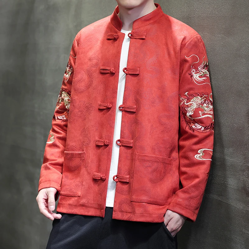 Autumn Winter Men's Long Sve Jaet Embroidered Deer Skin Velvet New Chinese Sle Hanfu Large Size Outerwear Coat
Autumn Winter Men's Long Sve Jaet Embroidered Deer Skin Velvet New Chinese Sle Hanfu Large Size Outerwear Coat