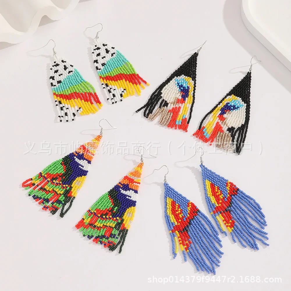 Beaded earrings View Design Handsome head Originality Hand knitting Bohemia Alloy Female Tide Simple Rice bead earrings
Beaded earrings View Design Handsome head Originality Hand knitting Bohemia Alloy Female Tide Simple Rice bead earrings