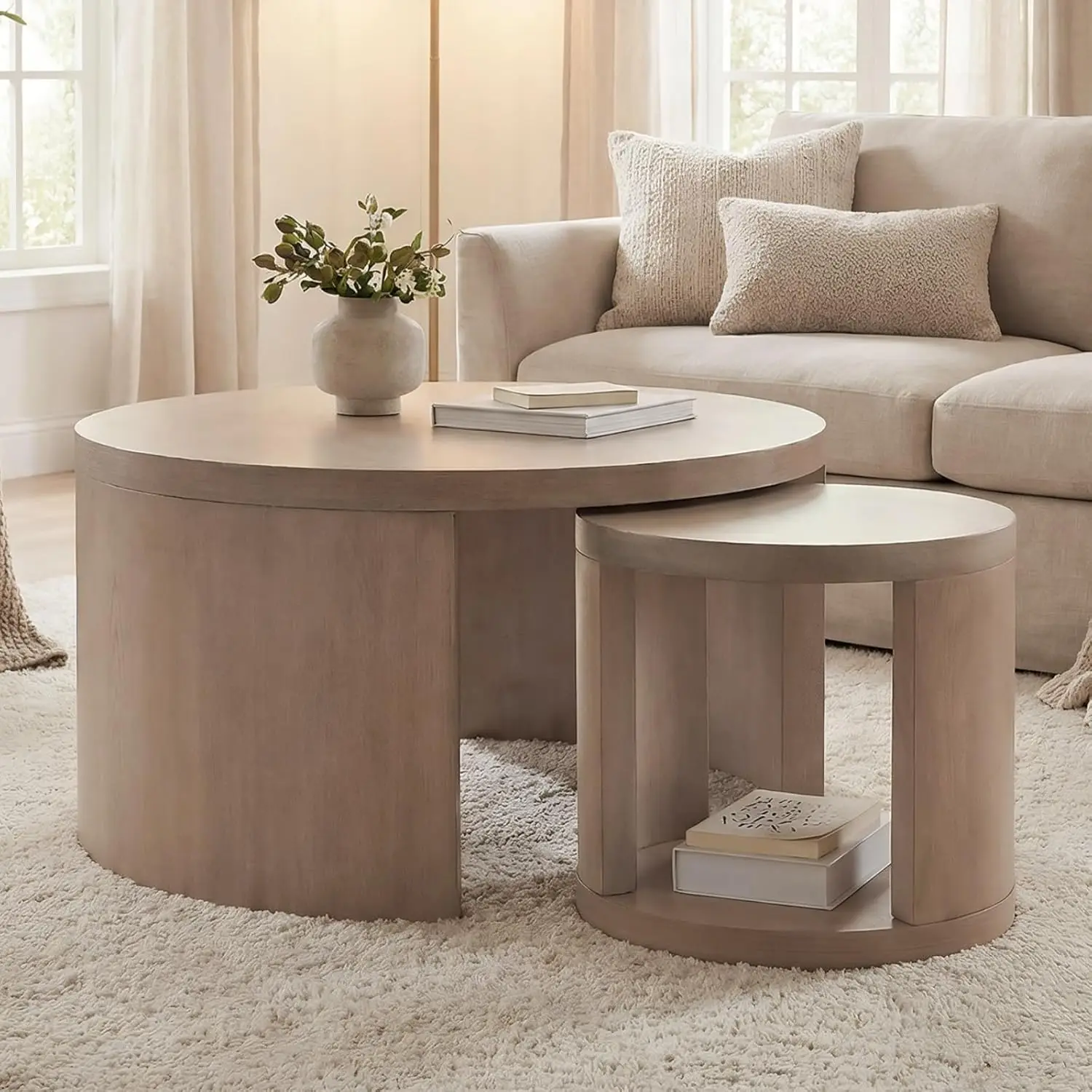 Nesting Coffee Table Set Storage Wood Center Table Living Room Apartment 31.5" & 18" Gray, Customized
Nesting Coffee Table Set Storage Wood Center Table Living Room Apartment 31.5" & 18" Gray, Customized