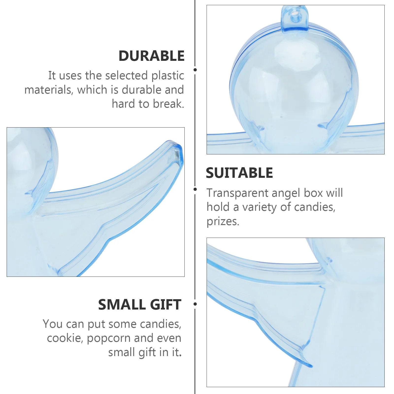 6Pcs Angel Shaped Transparent Candy Storage Container Plastic Treat Packaging Box for Candy Small Gifts Party Favor Box
6Pcs Angel Shaped Transparent Candy Storage Container Plastic Treat Packaging Box for Candy Small Gifts Party Favor Box