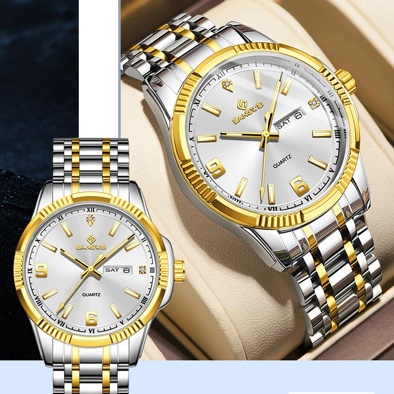 BANGWEI quartz men's watch luminous calendar stainless steel strap business casual male watch waterproof fashion mens wristwatch
BANGWEI quartz men's watch luminous calendar stainless steel strap business casual male watch waterproof fashion mens wristwatch