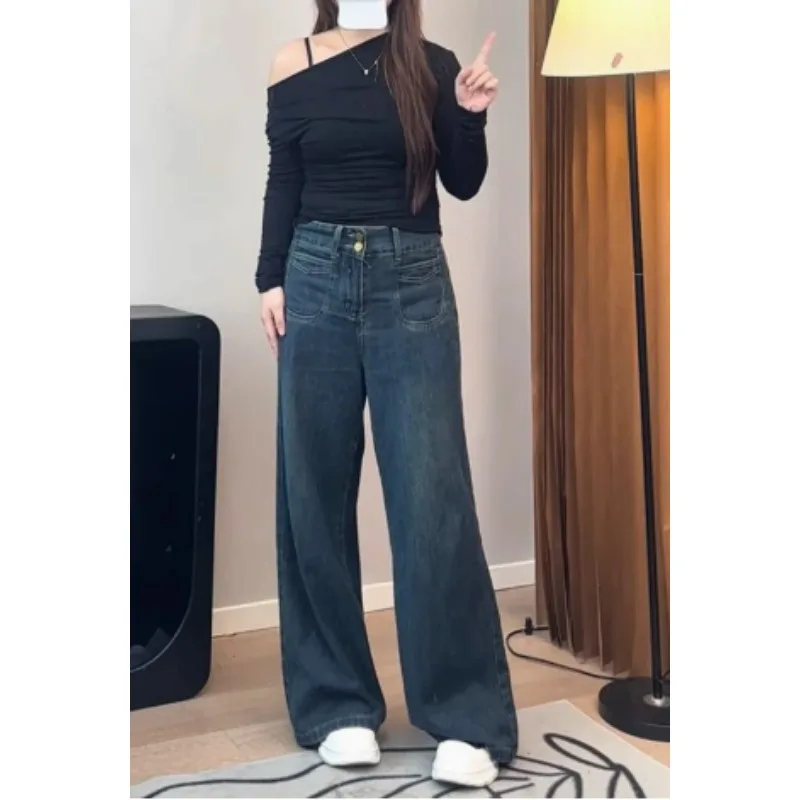 Fashion Retro Solid Wide Leg Jeans Women's Spring Autumn Solid Loose Straight Tube Pants High Waist Slim Women Pants
Fashion Retro Solid Wide Leg Jeans Women's Spring Autumn Solid Loose Straight Tube Pants High Waist Slim Women Pants