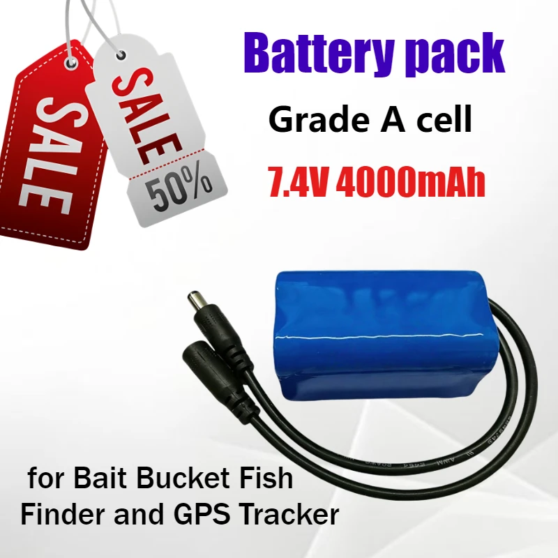 7.4V 4000mAh Battery Pack 2S2P 18650 Lithium Battery for Bait Bucket Fish Finder and GPS Tracker
7.4V 4000mAh Battery Pack 2S2P 18650 Lithium Battery for Bait Bucket Fish Finder and GPS Tracker