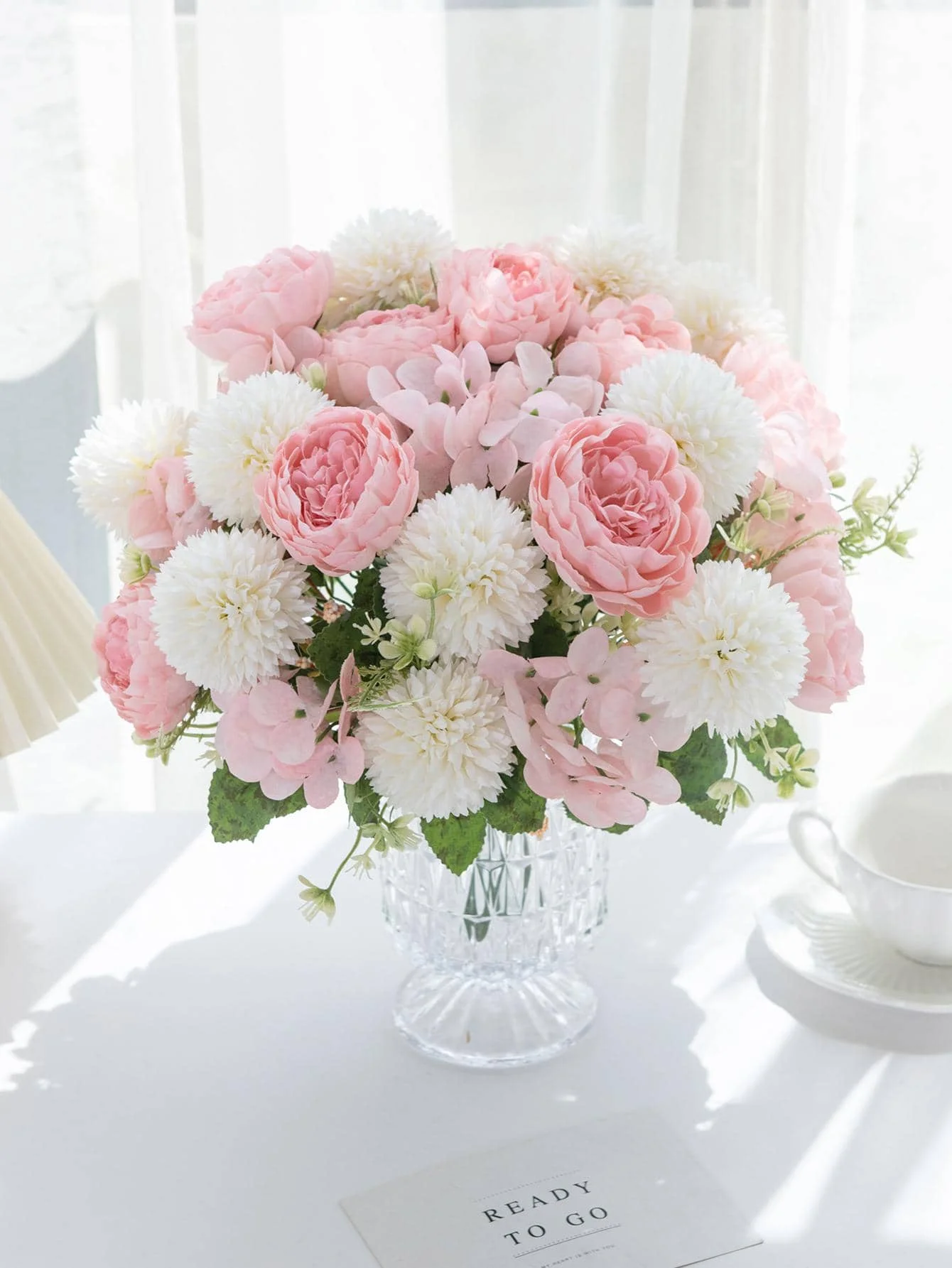 1pc Pink & White Artificial Silk Peony Hydrangea Bouquet for Home, Wedding, Party Decor
1pc Pink & White Artificial Silk Peony Hydrangea Bouquet for Home, Wedding, Party Decor