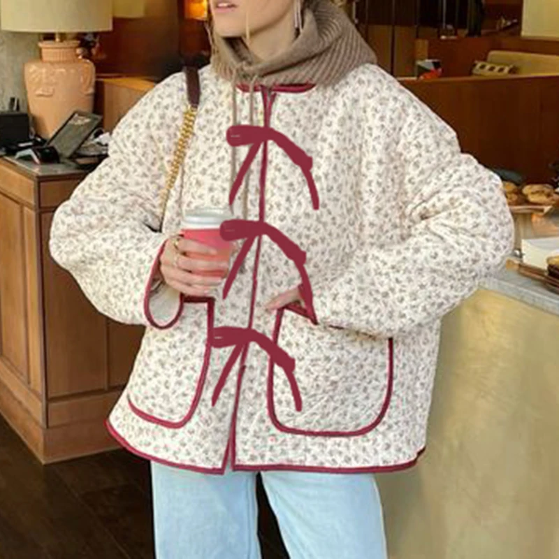 Maemukilabe Vintage Front Bowknot Tie Up Coat Floral/Plaid Pattern Lightweight Jackets Women Autumn Spring Long Sleeve Outerwear
Maemukilabe Vintage Front Bowknot Tie Up Coat Floral/Plaid Pattern Lightweight Jackets Women Autumn Spring Long Sleeve Outerwear