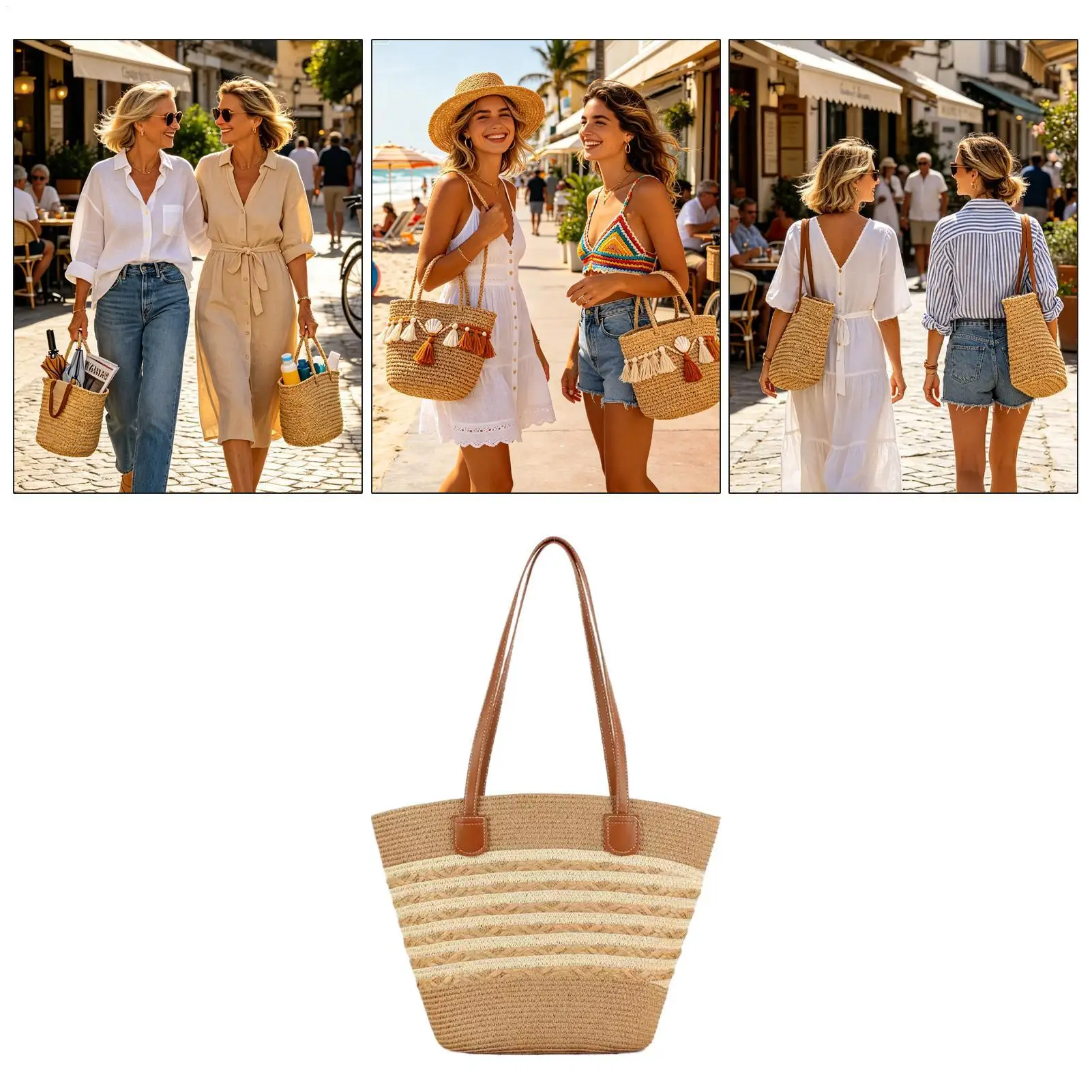 Large Boho Straw Tote Bag Smooth Zipper Shoulder Handbag For Travel Vacation Beach Shopping Office, Summer Bag for Women 11 Sdae4334944e340f0a39504b66147bc1cp