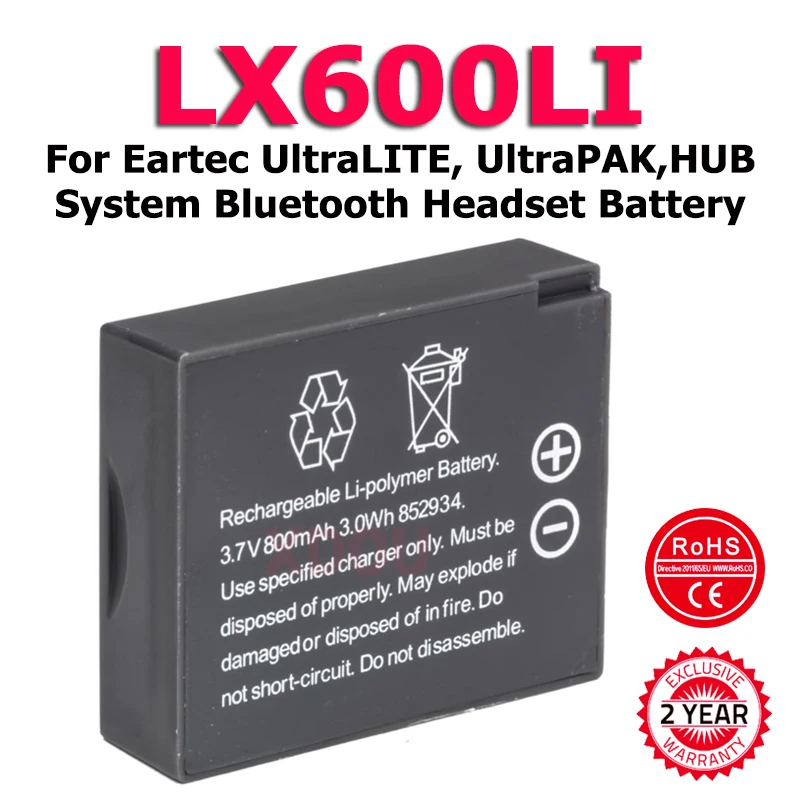 3,7 В LX600LI 800 мАч сменный аккумулятор для Eartec UltraLITE, UltraPAK, HUB-системы Bluetooth-гарнитуры
3,7 В LX600LI 800 мАч сменный аккумулятор для Eartec UltraLITE, UltraPAK, HUB-системы Bluetooth-гарнитуры