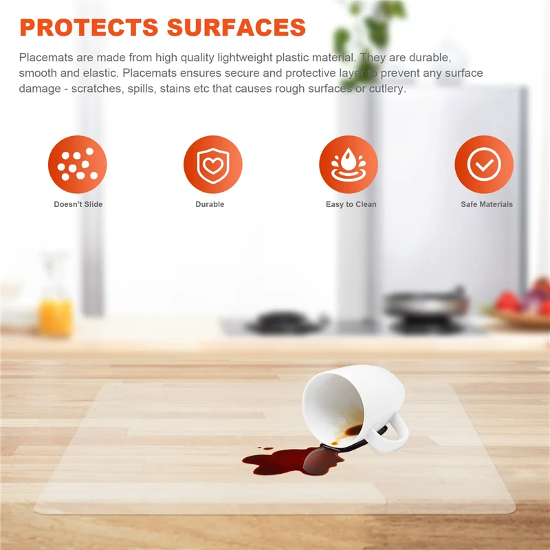 Transparent Kitchen Mat,Coffee Table Mat,Table Protector,Waterproof Placemats,Worktop Saver,Placemat Set 4 Pieces HOT
Transparent Kitchen Mat,Coffee Table Mat,Table Protector,Waterproof Placemats,Worktop Saver,Placemat Set 4 Pieces HOT