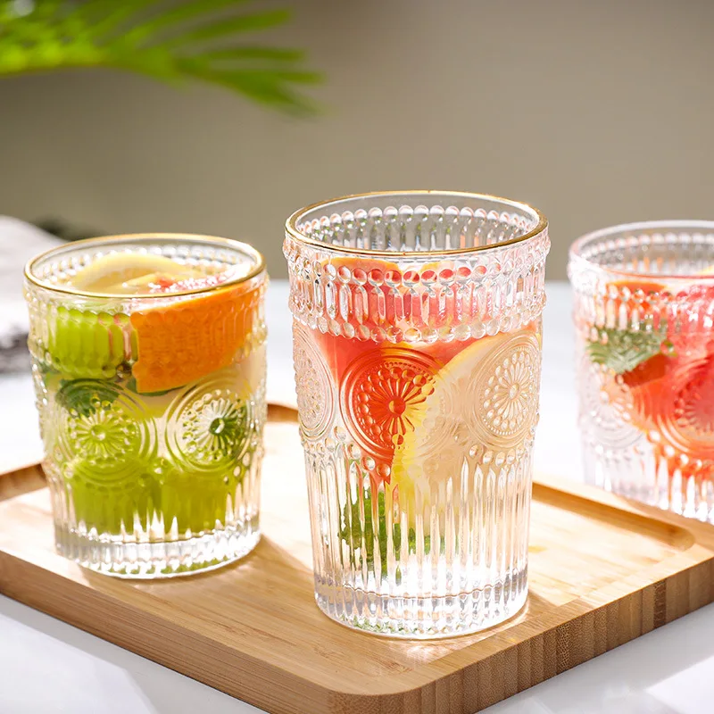 European Style Retro Sun Flower Glass Embossed Cup Milk Tea Juice Cup Home Water Cup Bar Beer Bar
European Style Retro Sun Flower Glass Embossed Cup Milk Tea Juice Cup Home Water Cup Bar Beer Bar