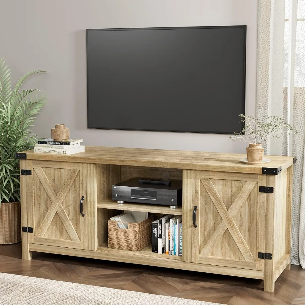 Modern Farmhouse TV Stand with Two Barn Doors and Storage Cabinets for Televisions up to 65+ Inch, Entertainment Center Console
Modern Farmhouse TV Stand with Two Barn Doors and Storage Cabinets for Televisions up to 65+ Inch, Entertainment Center Console