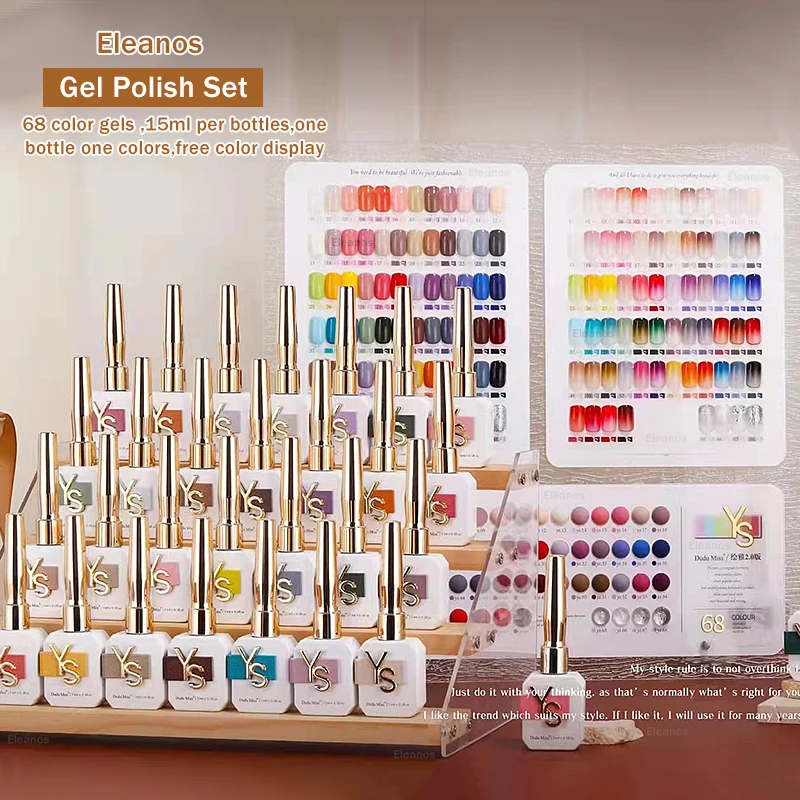 Eleanos 68 Fashion Colors Gel Nail Polish Set Gel Polish Collection For Nail Art Soak Off UV Gel Nail Salon Used Nail Gel
Eleanos 68 Fashion Colors Gel Nail Polish Set Gel Polish Collection For Nail Art Soak Off UV Gel Nail Salon Used Nail Gel