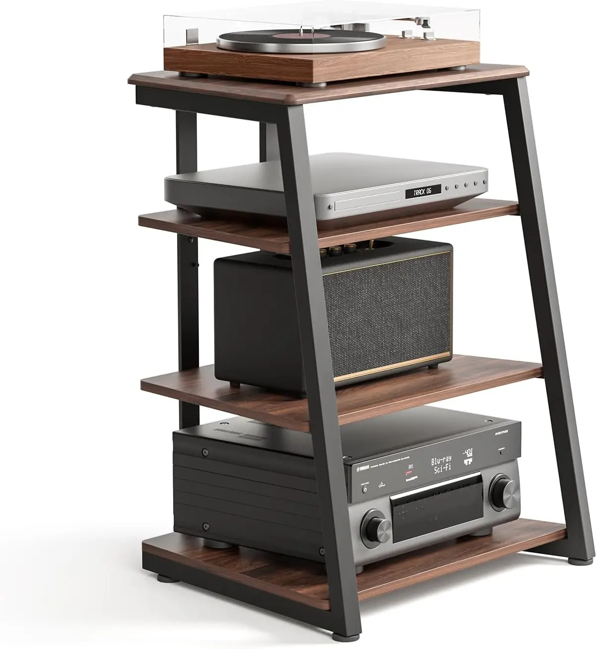 4-Tier Corner Media Stand with Adjustable Shelves for Record Player, Stereo Cabinet, and PS4 in Walnut Finish
4-Tier Corner Media Stand with Adjustable Shelves for Record Player, Stereo Cabinet, and PS4 in Walnut Finish