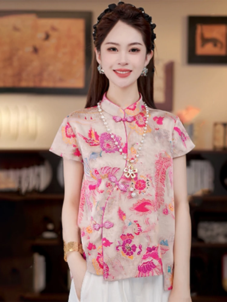 Faionable ort Sve irt Women's Ele Slant Lapel Chinese National Sle Top High-End Sensation Summer 2025 New Arrival
Faionable ort Sve irt Women's Ele Slant Lapel Chinese National Sle Top High-End Sensation Summer 2025 New Arrival