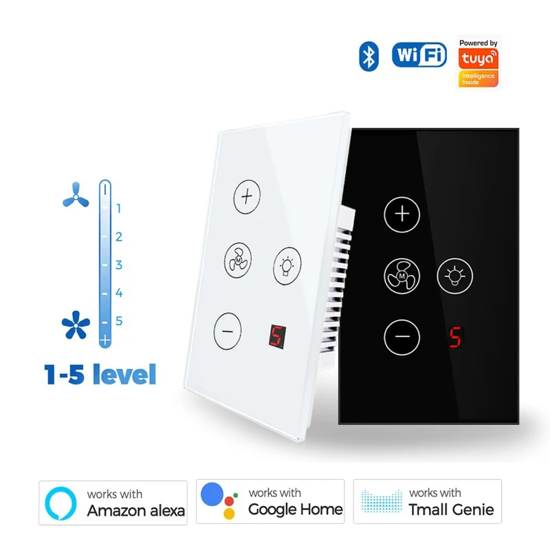 Tuya WiFi Smart Fan Speed Switch-5-Speed Digital Display,600W AC 100-240V,IP65 Waterproof,4-Color (White/Black/Gray/Gold)
Tuya WiFi Smart Fan Speed Switch-5-Speed Digital Display,600W AC 100-240V,IP65 Waterproof,4-Color (White/Black/Gray/Gold)