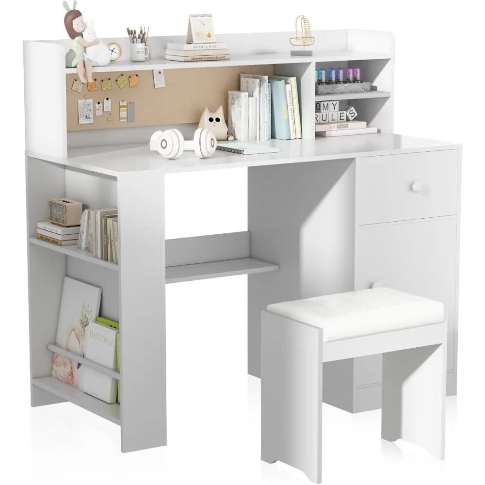 Kids Study Desk and Chair, Big Kids Desk and Chair Sets with Hutch and Storage Cabinet, Wooden Study Table for Kids 6-12
Kids Study Desk and Chair, Big Kids Desk and Chair Sets with Hutch and Storage Cabinet, Wooden Study Table for Kids 6-12