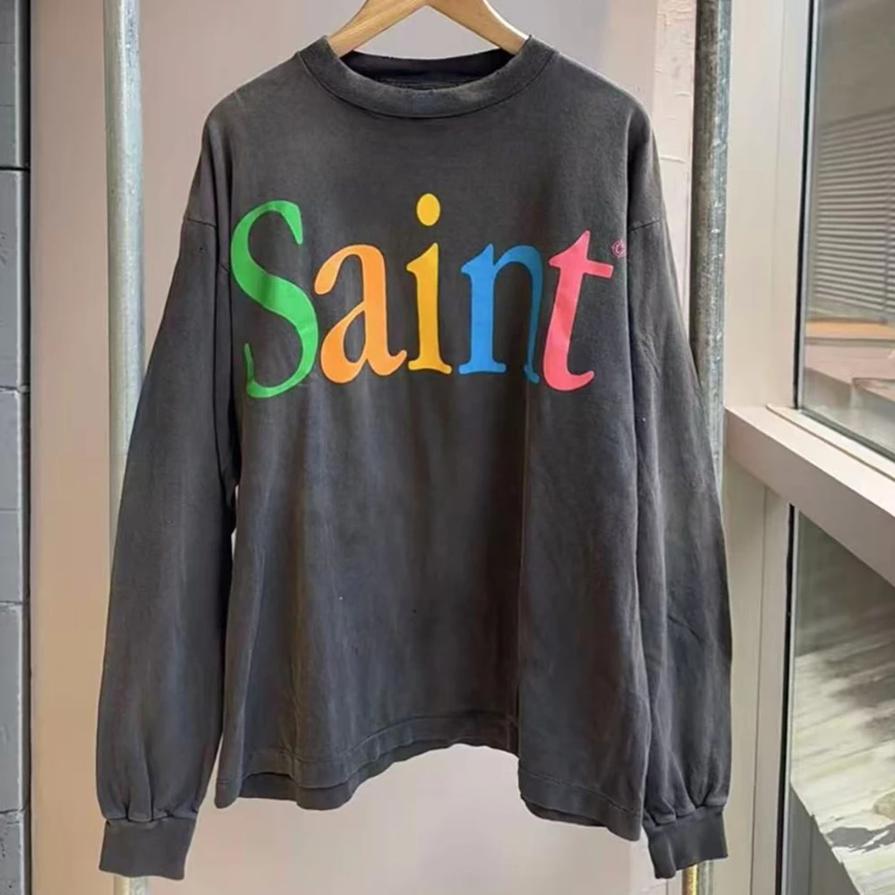 Промытая футболка 25ss LS/LOVE Saint с красочным логотипом и длинным рукавом, мужские и женские футболки, футболка
Промытая футболка 25ss LS/LOVE Saint с красочным логотипом и длинным рукавом, мужские и женские футболки, футболка