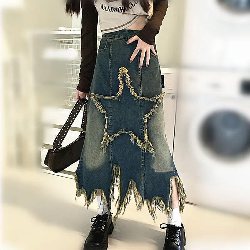 Y2K New Stars Appliques Denim Long Skirt American BF Street Fashion Retro Tassels Retro Hot Girl Vestidos Long Skirts NZ108
Y2K New Stars Appliques Denim Long Skirt American BF Street Fashion Retro Tassels Retro Hot Girl Vestidos Long Skirts NZ108