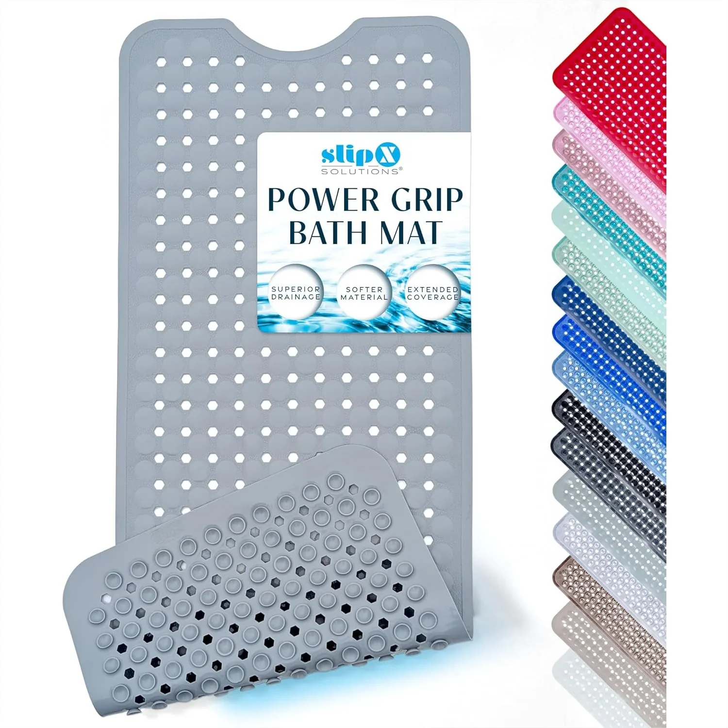 SlipX Solutions Power Grip Bathtub Safety Mat with Precision Grip Technology for Wet Surface Protection, Solid Gray 39x16
SlipX Solutions Power Grip Bathtub Safety Mat with Precision Grip Technology for Wet Surface Protection, Solid Gray 39x16