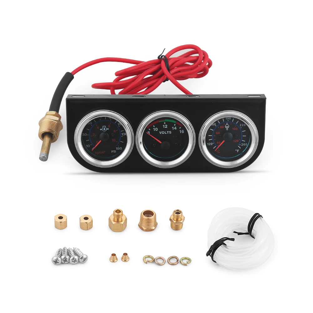 2 Inch 52mm Mechanical Triple Gauge Set Water Temp ℉/℃ Voltmeter Oil Pressure PSI/kg/cm² Yellow Light
2 Inch 52mm Mechanical Triple Gauge Set Water Temp ℉/℃ Voltmeter Oil Pressure PSI/kg/cm² Yellow Light