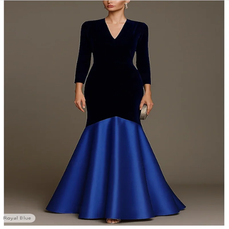 Синее бархатное вечернее платье трапециевидной формы с русалкой/трубой Элегантное платье Торжественное свадебное платье длиной до пола с длинным рукавом и V-образным вырезом со складками 2025
Синее бархатное вечернее платье трапециевидной формы с русалкой/трубой Элегантное платье Торжественное свадебное платье длиной до пола с длинным рукавом и V-образным вырезом со складками 2025