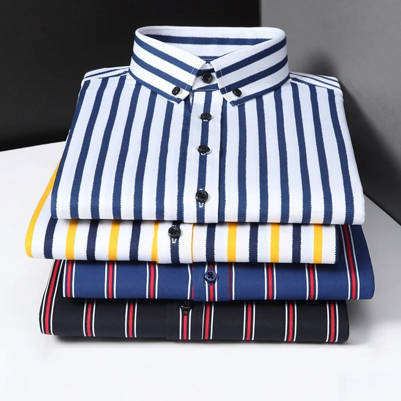New Style Elastic Long Sleeve Shirt Men's Stripe Korean Slim Fit Business Shirts
New Style Elastic Long Sleeve Shirt Men's Stripe Korean Slim Fit Business Shirts