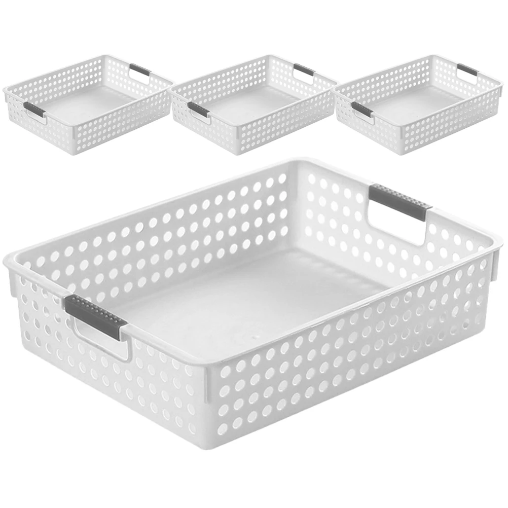 4 Pcs Hollow Storage Baskets White Mid Size Kitchen Bedroom Bathroom ganization Plastic Boxes Storage Solution
4 Pcs Hollow Storage Baskets White Mid Size Kitchen Bedroom Bathroom ganization Plastic Boxes Storage Solution