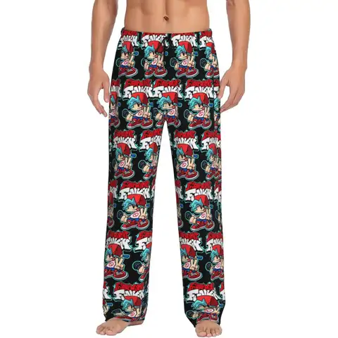 Custom Friday Night Funkin, Boyfriend Pajama Pants Men Sleepwear Sleep Lounge Bottoms with Pockets