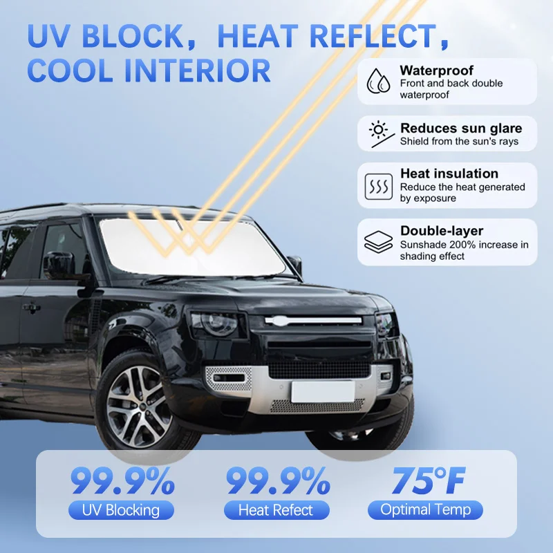 Car Windshield Sun Shade For Land Rover Defender 90 110 130 Sunshade Sun Visor Protector Blocks UV Rays Summer Car Accessories
Car Windshield Sun Shade For Land Rover Defender 90 110 130 Sunshade Sun Visor Protector Blocks UV Rays Summer Car Accessories