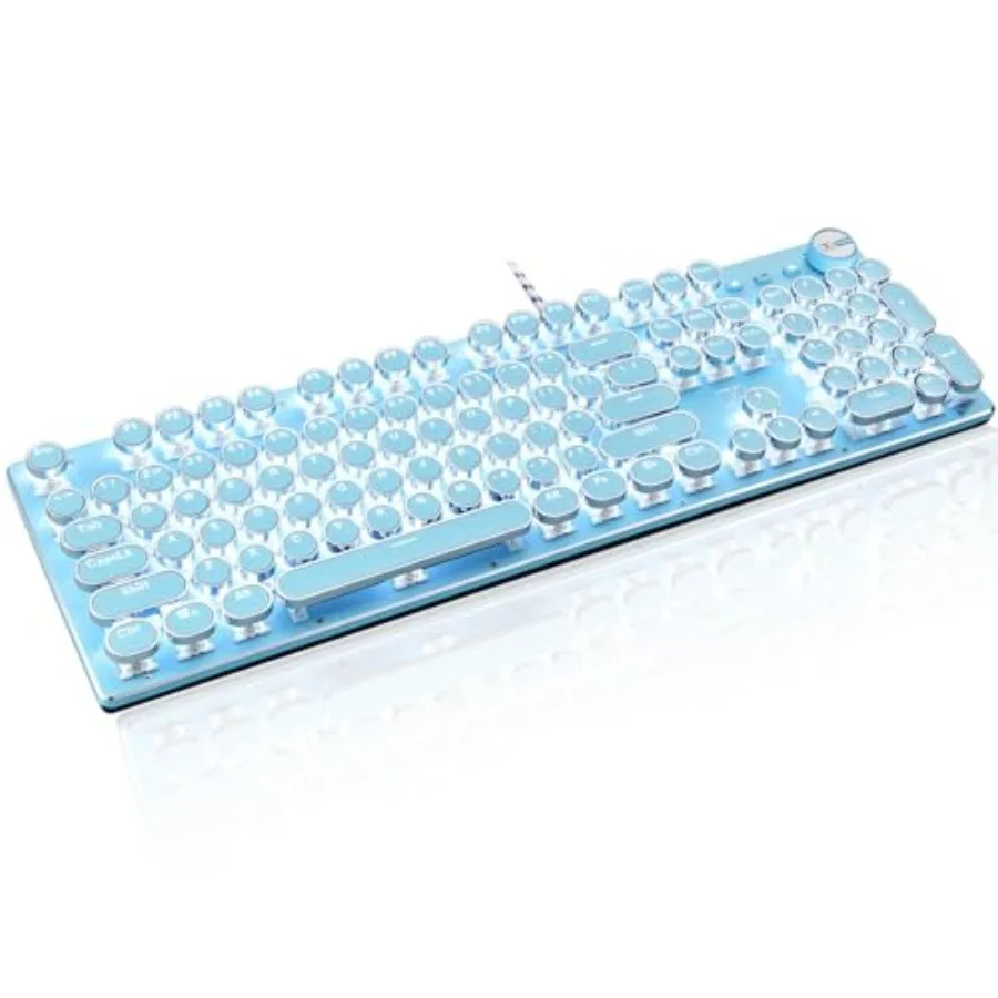 Typewriter Style Retro Mechanical Gaming Keyboard, Vintage Steampunk with White LED Backlit, Wired 104-Key Blue Switch Cute Key
Typewriter Style Retro Mechanical Gaming Keyboard, Vintage Steampunk with White LED Backlit, Wired 104-Key Blue Switch Cute Key