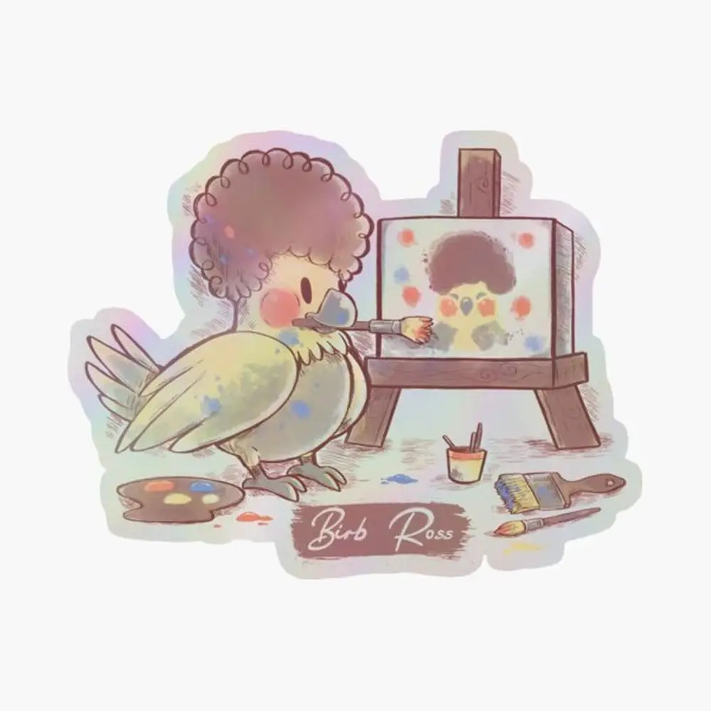 Birb Ross Holographic Sticker for Laptop Decor Bedroom Car Cute Cartoon Art Fashionable Public Suitcase
Birb Ross Holographic Sticker for Laptop Decor Bedroom Car Cute Cartoon Art Fashionable Public Suitcase