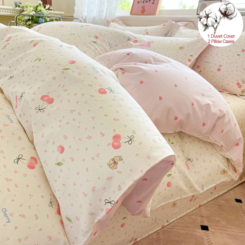 Cherry Printed Duvet Cover Set 100% Cotton Bedding Set (1 Duvet Cover 2 Pillowcases),Breathable, Ultra-Soft, Machine Washable
Cherry Printed Duvet Cover Set 100% Cotton Bedding Set (1 Duvet Cover 2 Pillowcases),Breathable, Ultra-Soft, Machine Washable
