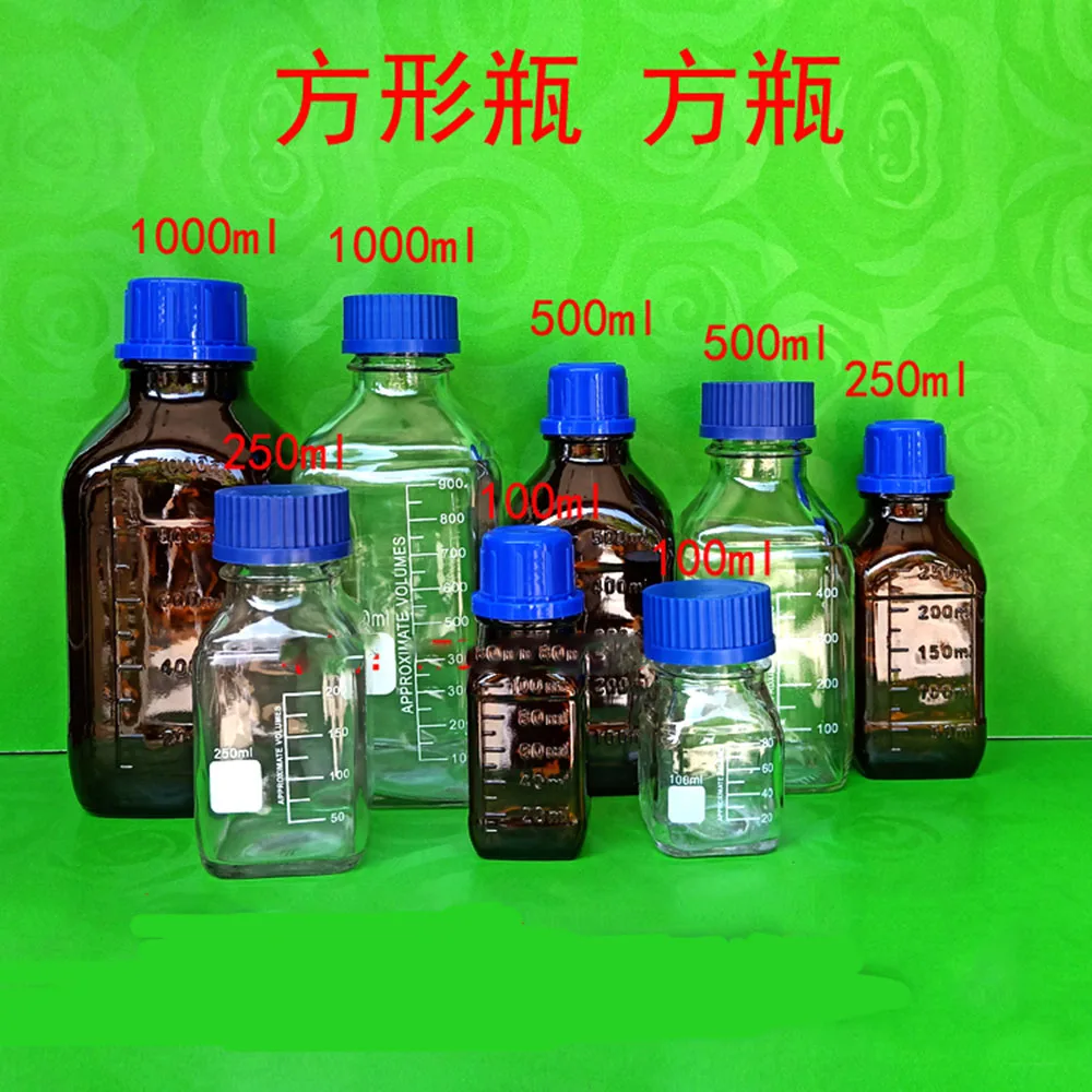 1Pc 100 250 500 1000ml Transparent Brown Square Glass Reagent Bottle Lab Glassware Blue Screw Cap Laboratory Glass Bottles
1Pc 100 250 500 1000ml Transparent Brown Square Glass Reagent Bottle Lab Glassware Blue Screw Cap Laboratory Glass Bottles