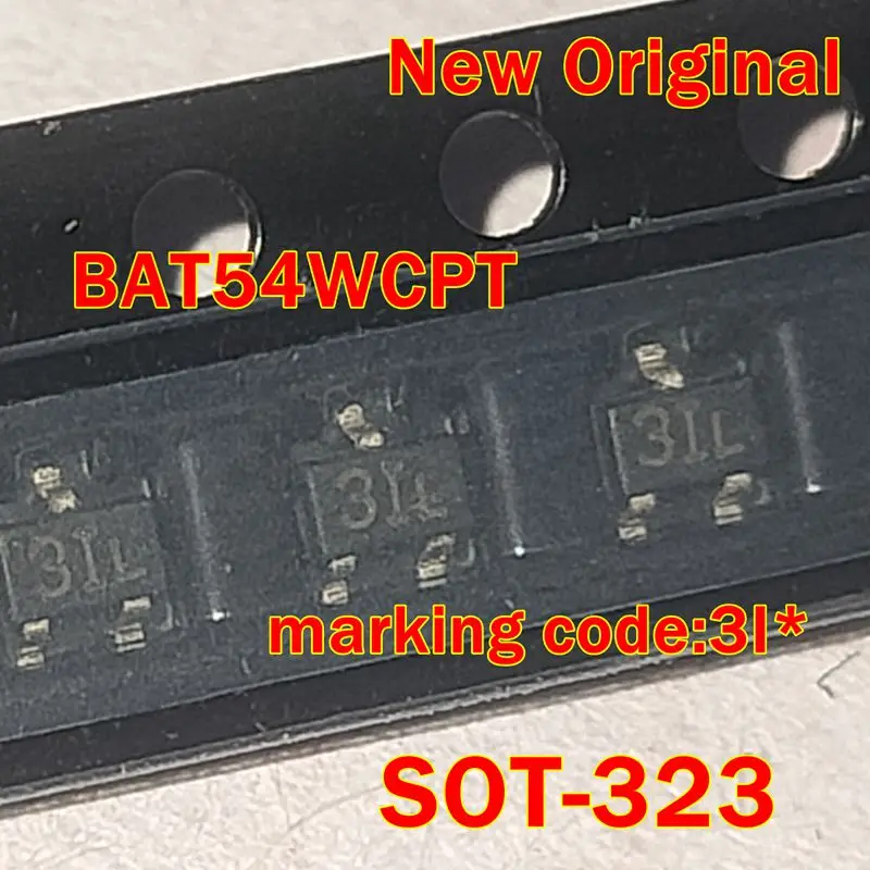 New Original BAT54WCPT SOT-323 marking code:3I* SCHOTTKY BARRIER DIODE VOLTAGE 30 Volts CURRENT 0.2 Ampere
New Original BAT54WCPT SOT-323 marking code:3I* SCHOTTKY BARRIER DIODE VOLTAGE 30 Volts CURRENT 0.2 Ampere