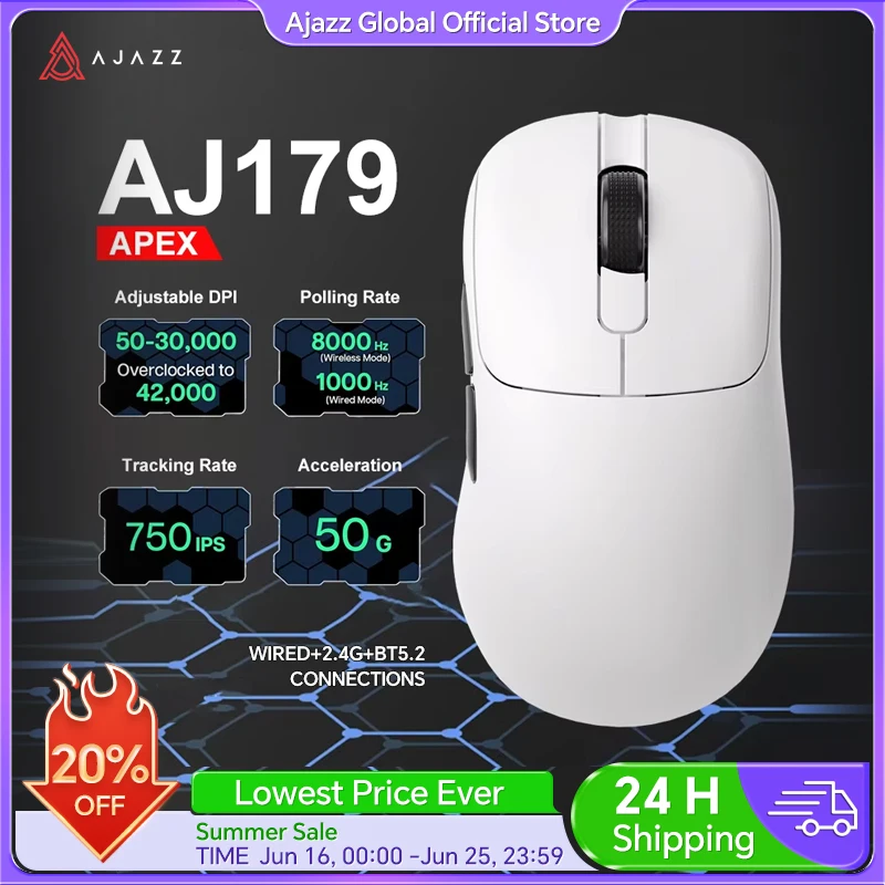 Ajazz AJ179 Apex PAW3950 Wireless Gaming Mouse with RGB Charging Dock, Computer Macro Mouse Gamer,Lightweight Ergonomic PC Mice
Ajazz AJ179 Apex PAW3950 Wireless Gaming Mouse with RGB Charging Dock, Computer Macro Mouse Gamer,Lightweight Ergonomic PC Mice