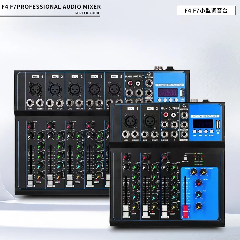 F4F7 Professional Audio Mixer - 4-Channel Small Mixing Console with USB MP3 & +48V Phantom Power for DJ, Singing, Conference
F4F7 Professional Audio Mixer - 4-Channel Small Mixing Console with USB MP3 & +48V Phantom Power for DJ, Singing, Conference