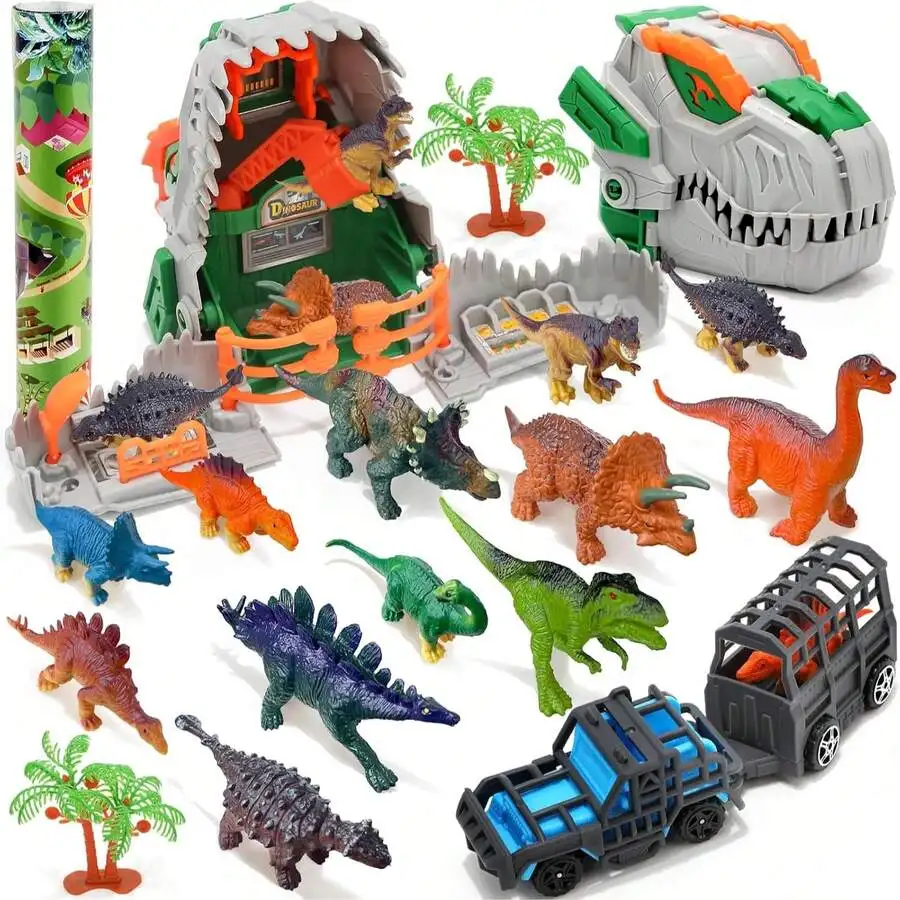 6pcs Mini Dinosaur Toy Set with 2 Transport Trucks, Educational Birthday Gift for Kids Ages 3-12
6pcs Mini Dinosaur Toy Set with 2 Transport Trucks, Educational Birthday Gift for Kids Ages 3-12