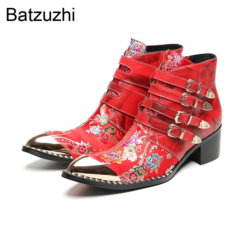 Batzuzhi 6.5cm Heels Fashion Red Men's Shoes Buckles Zip Genuine Leather Ankle Boots Man with Iron Toe Party, Wedding Botas
Batzuzhi 6.5cm Heels Fashion Red Men's Shoes Buckles Zip Genuine Leather Ankle Boots Man with Iron Toe Party, Wedding Botas