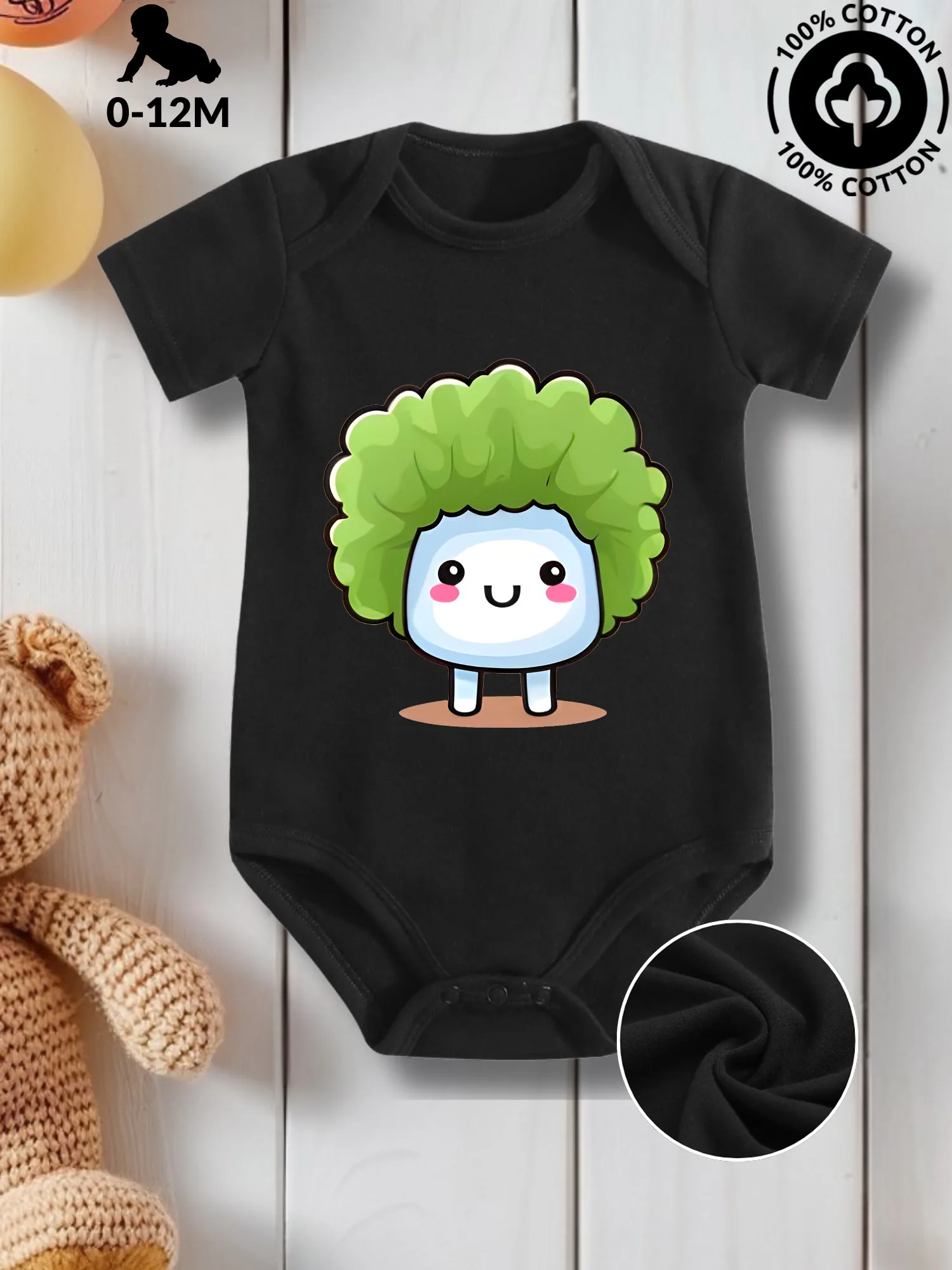 Cute Vegetable 05 Unisex Baby Crawling Suit, Pure Cotton Skin Care Onesie, All-Season Wear Black Bodysuit 190GSM
Cute Vegetable 05 Unisex Baby Crawling Suit, Pure Cotton Skin Care Onesie, All-Season Wear Black Bodysuit 190GSM