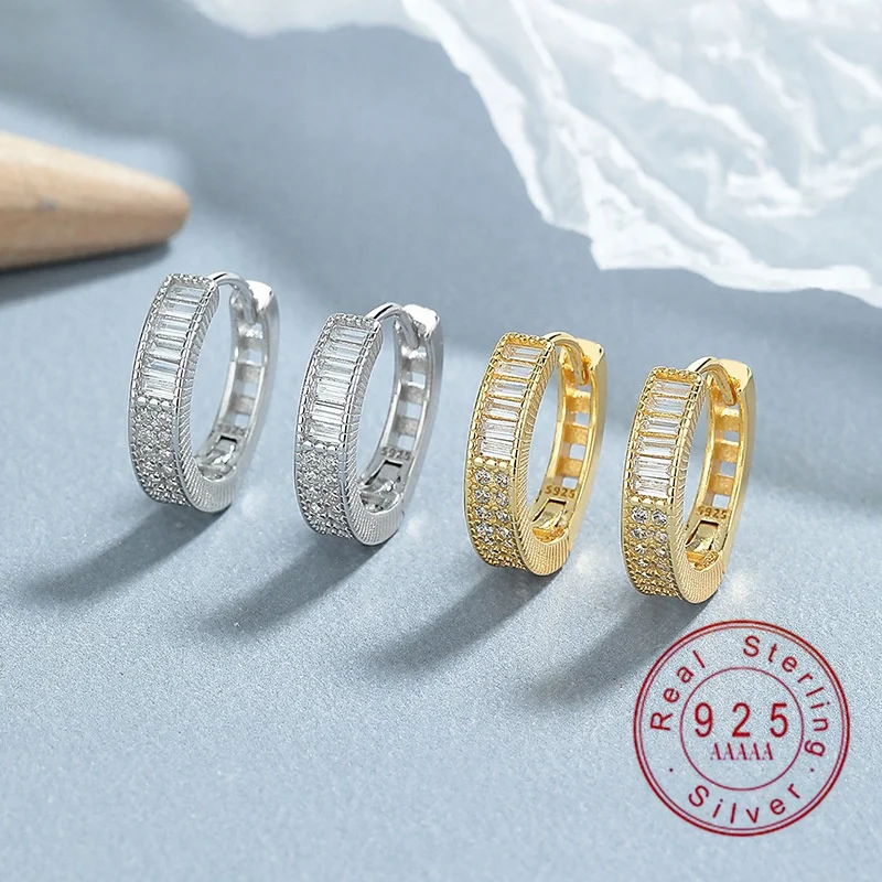 Real 925 Sterling Silver Baguette & Round Cubic Zirconia Hoop Earrings for Women Hypoallergenic Tarnish Free Statement Jewelry
Real 925 Sterling Silver Baguette & Round Cubic Zirconia Hoop Earrings for Women Hypoallergenic Tarnish Free Statement Jewelry