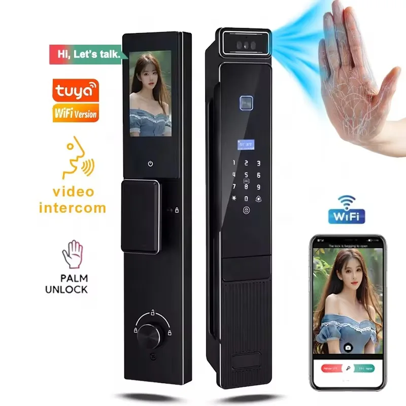Tuya Door Lock Password Tuya App Remote Unlock 3D Face Recognition Fingerprint Keyless Smart Door Locks