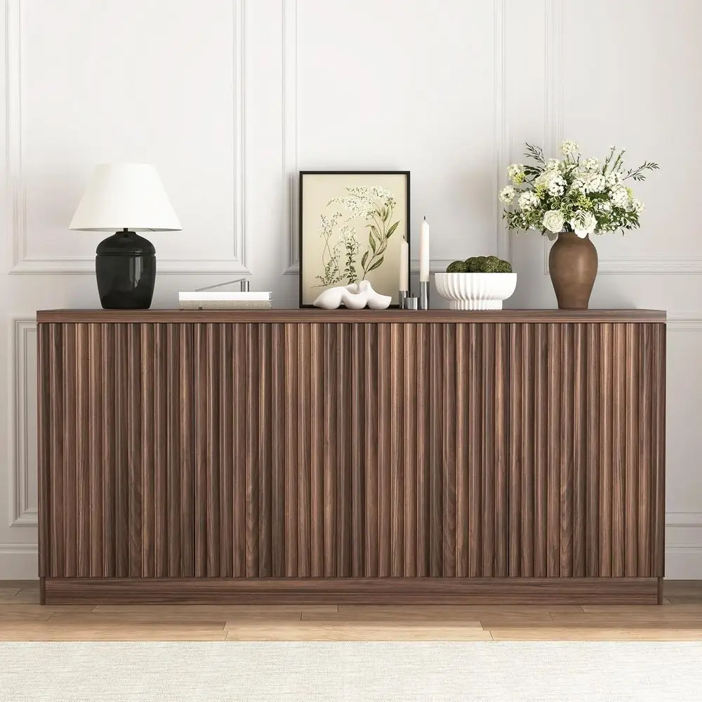 63 Sleek 4-Door Kitchen Sideboard with Storage, Sturdy Low Profile Media Table for Living Room, Minimalist Design
63 Sleek 4-Door Kitchen Sideboard with Storage, Sturdy Low Profile Media Table for Living Room, Minimalist Design