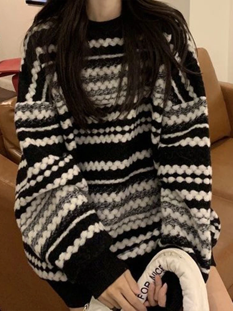 Vintage Striped Sweater Women Autumn Winter Thick Warm Knitted Pullover Korean Style Oversized Casual Knitwear Jumper Pull Femme
Vintage Striped Sweater Women Autumn Winter Thick Warm Knitted Pullover Korean Style Oversized Casual Knitwear Jumper Pull Femme