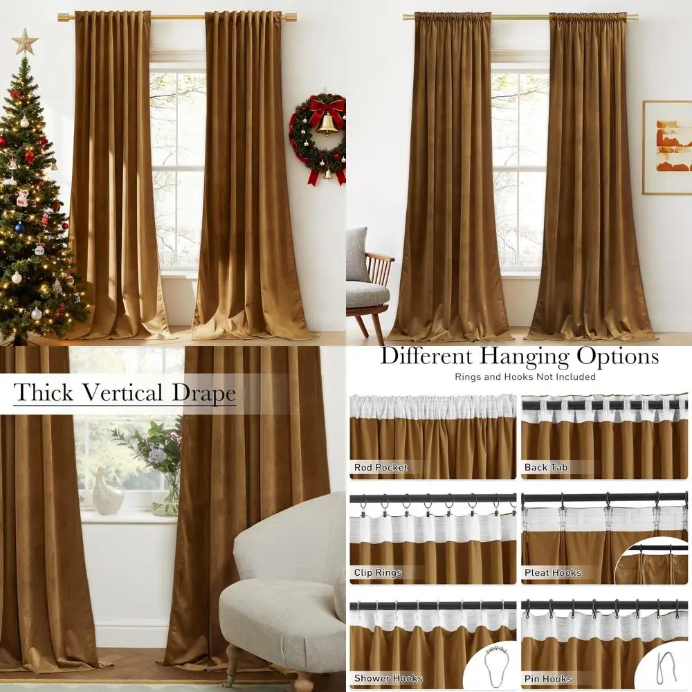 Retro Gold Brown Thermal Insulated Velvet Curtains, 108 Long, 2-Panel Set for Living Room and Bedroom Privacy
Retro Gold Brown Thermal Insulated Velvet Curtains, 108 Long, 2-Panel Set for Living Room and Bedroom Privacy