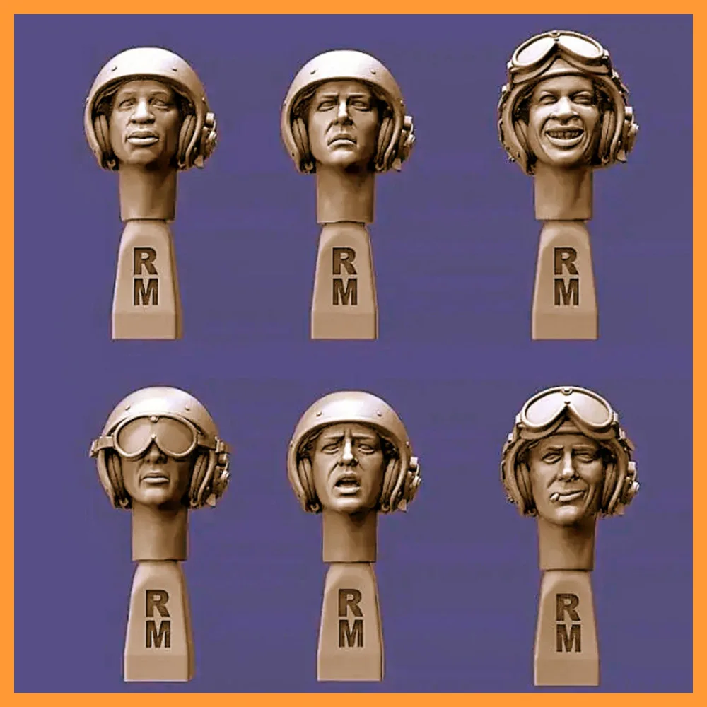 【Need Paint by Self】GK Масштаб 1/35, модель из смолы, голова американского солдата (6 шт.), неокрашенная белая форма 
【Need Paint by Self】GK Масштаб 1/35, модель из смолы, голова американского солдата (6 шт.), неокрашенная белая форма