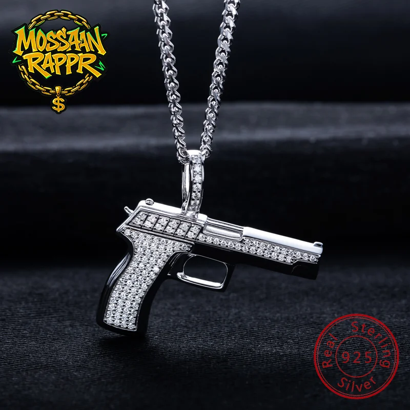 MossanRappr 1.1cttw Moissanite New Gun Pendant Iced out Hip Hop Necklace 925 Sterling Silver for Rapper Men's Punk Rock Jewelry
MossanRappr 1.1cttw Moissanite New Gun Pendant Iced out Hip Hop Necklace 925 Sterling Silver for Rapper Men's Punk Rock Jewelry
