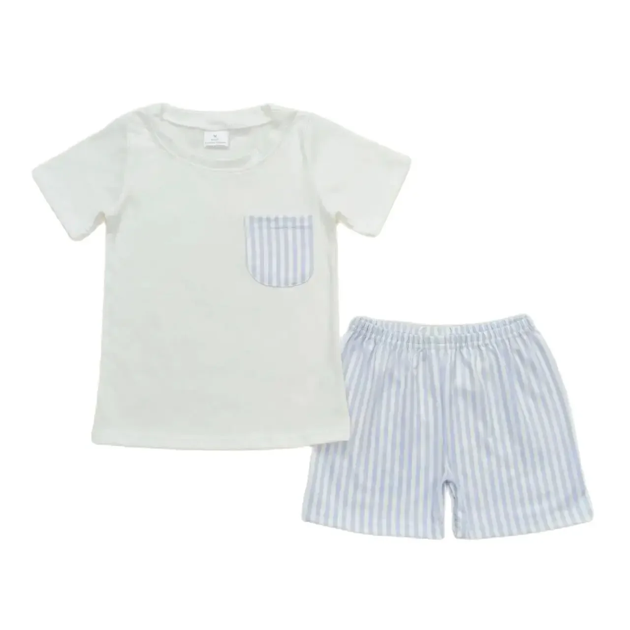 BSSO0764 Kids Boys Summer Outfit Sets Short Sleeves Top Blue And White Stripes Print With Shorts Children Clothes
BSSO0764 Kids Boys Summer Outfit Sets Short Sleeves Top Blue And White Stripes Print With Shorts Children Clothes