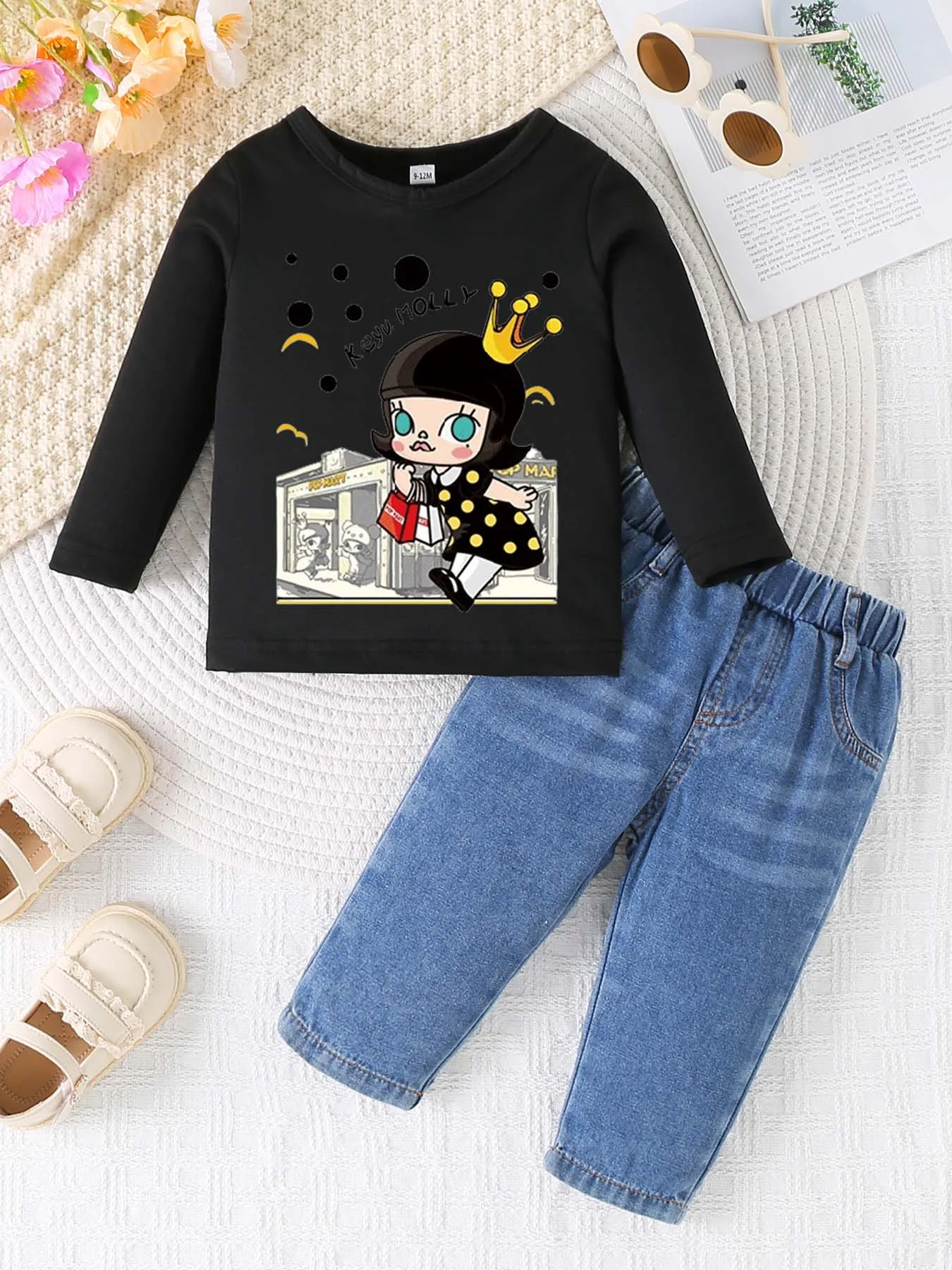 0-3 year old summer newborn new solid color printed pullover sweater with round neck long sleeved T-shirt+denim warehouse set,
0-3 year old summer newborn new solid color printed pullover sweater with round neck long sleeved T-shirt+denim warehouse set,