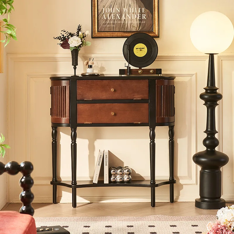 French retro solid wood dining side cabinet, simple living room integrated side cabinet against the wall, medium ancient style
French retro solid wood dining side cabinet, simple living room integrated side cabinet against the wall, medium ancient style