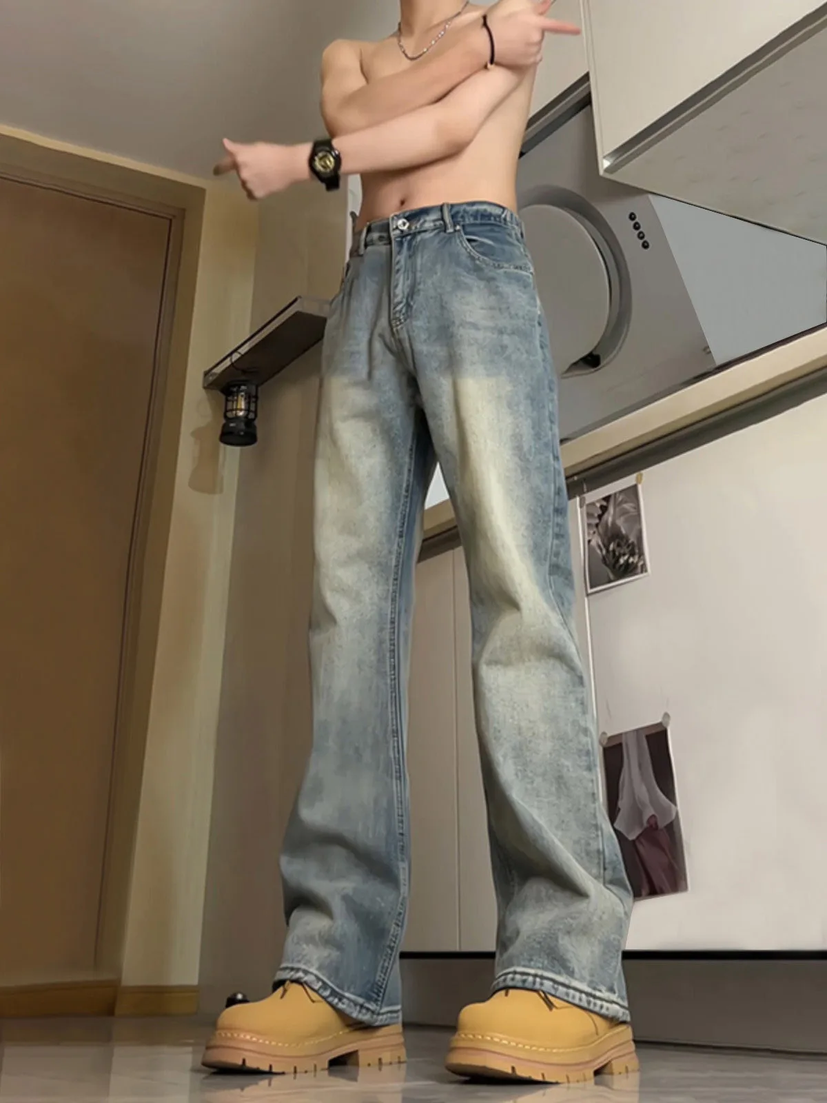 American Retro Blue Bell Bot Jeans Men's Spring Thin Teenage Tall Slim Straight Leg Long Pants Casual Straight Fit Jeans
American Retro Blue Bell Bot Jeans Men's Spring Thin Teenage Tall Slim Straight Leg Long Pants Casual Straight Fit Jeans